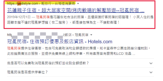 Google排行-冠冕民宿